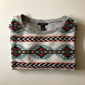 F21 Aztec Print Crop Sweater